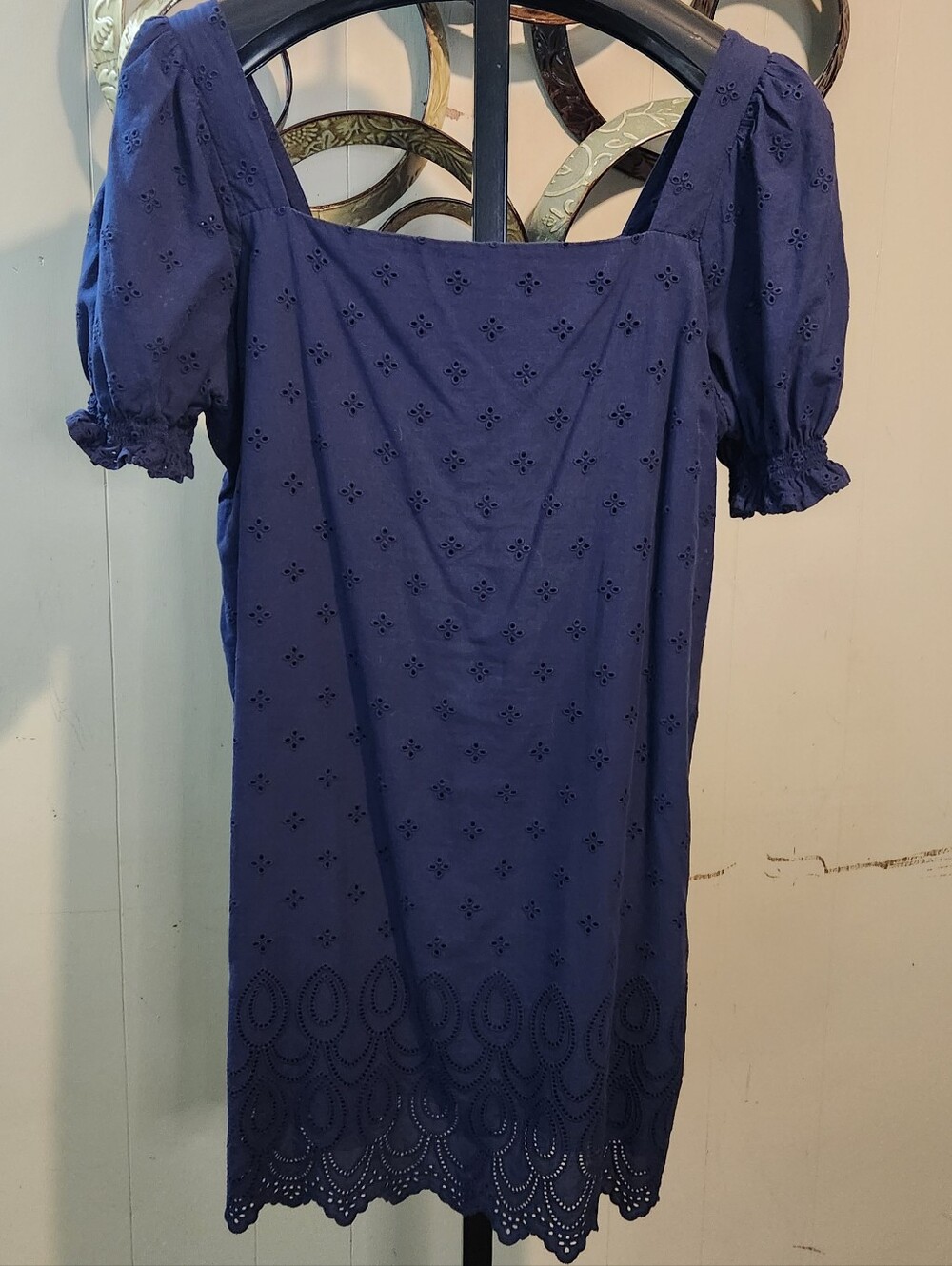 DRAPER JAMES Navy Cotton Eyelet Adorable Dress